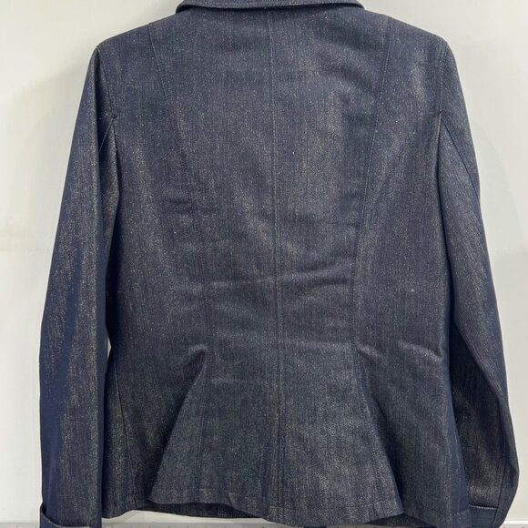 Lauren Ralph Lauren LRL Double Breasted Metallic Blue Denim P-Coat Women’s Sz. M - Picture 3 of 11